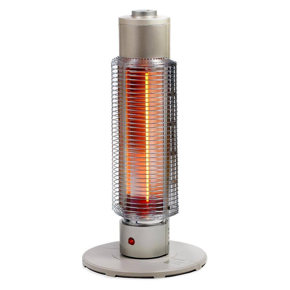 Beige and Gray Electric Radiant Tower Heater with Thermostat