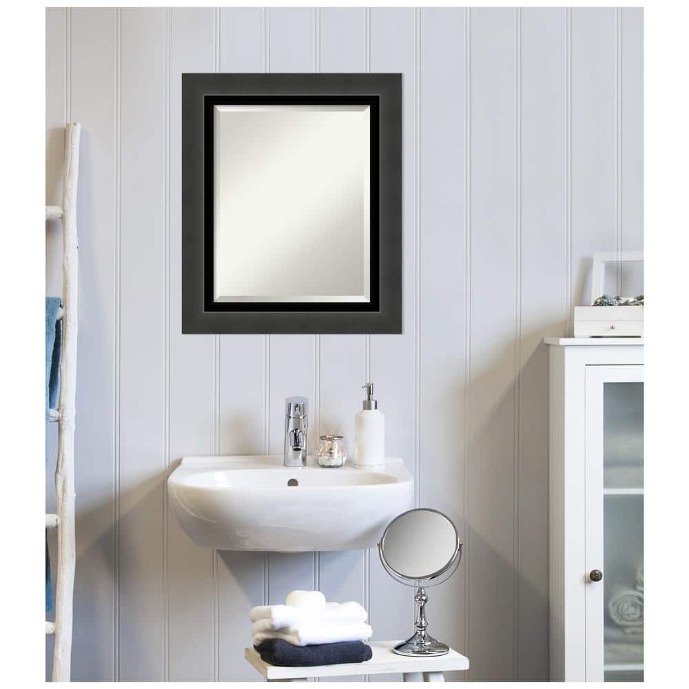 Amanti Art Medium Rectangle Tuxedo Black Beveled Glass Modern