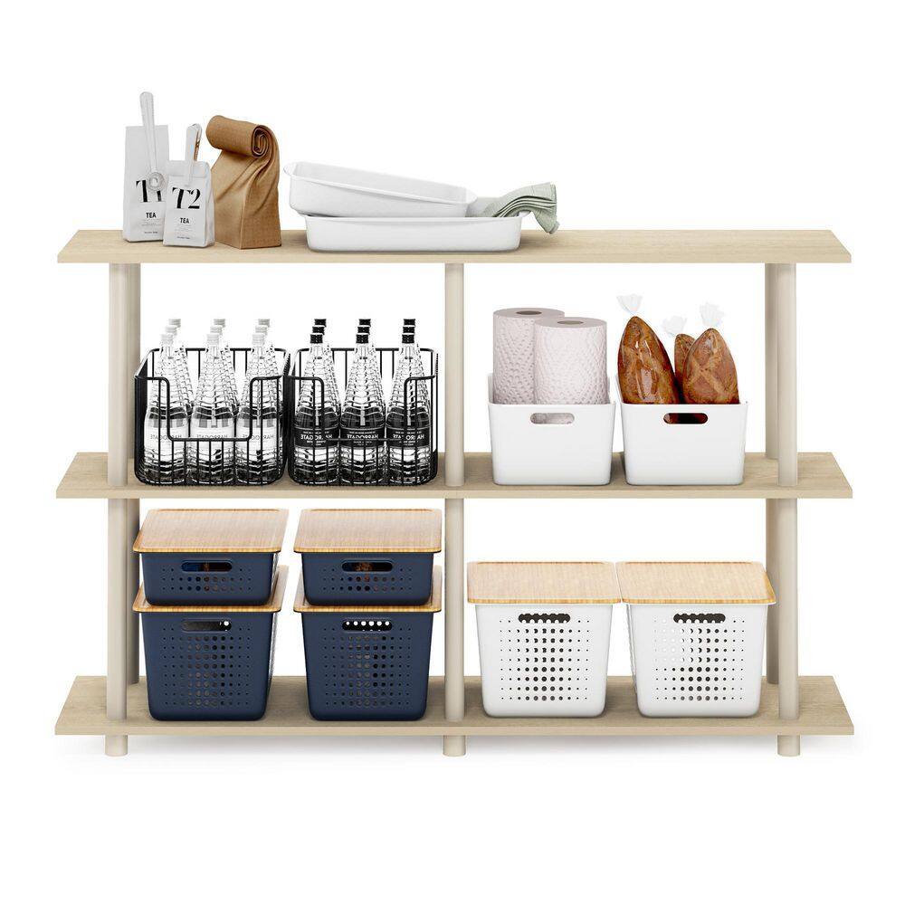 Bauhaus Oak Beige 3-Tier Modern Wood Display Rack