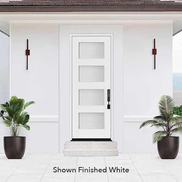 Palisade 36 in. x 96 in. 4L MicroGranite Impact Glass LHIS Unfinished Fiberglass Prehung Front Door with 6-9/16 Jamb