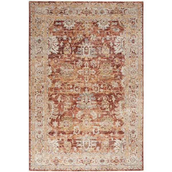 Sahar Rust 8 ft. x 10 ft. Floral Vintage Traditional Area Rug