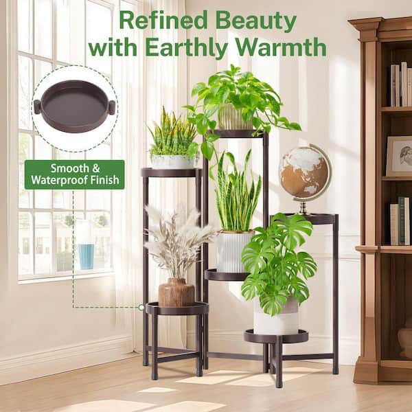 6 Tier Indoor Outdoor Bronze Iron Plant Stand Flower Holder (28.5