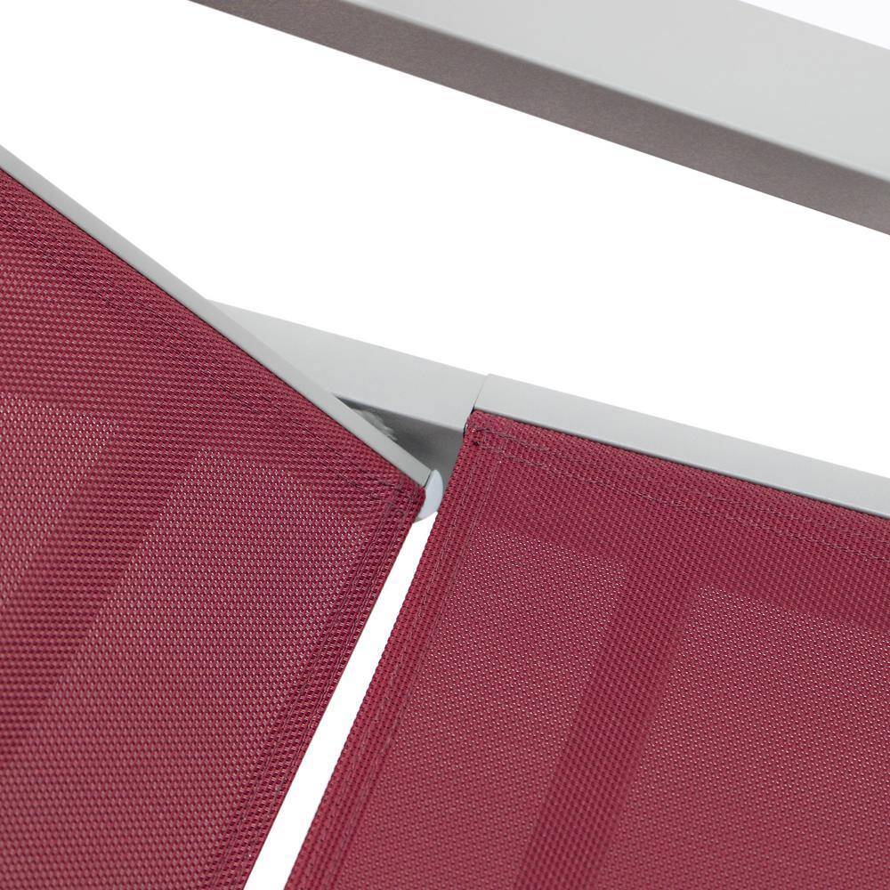 Burgundy Aluminum Outdoor Chaise Lounge Chair with Arms