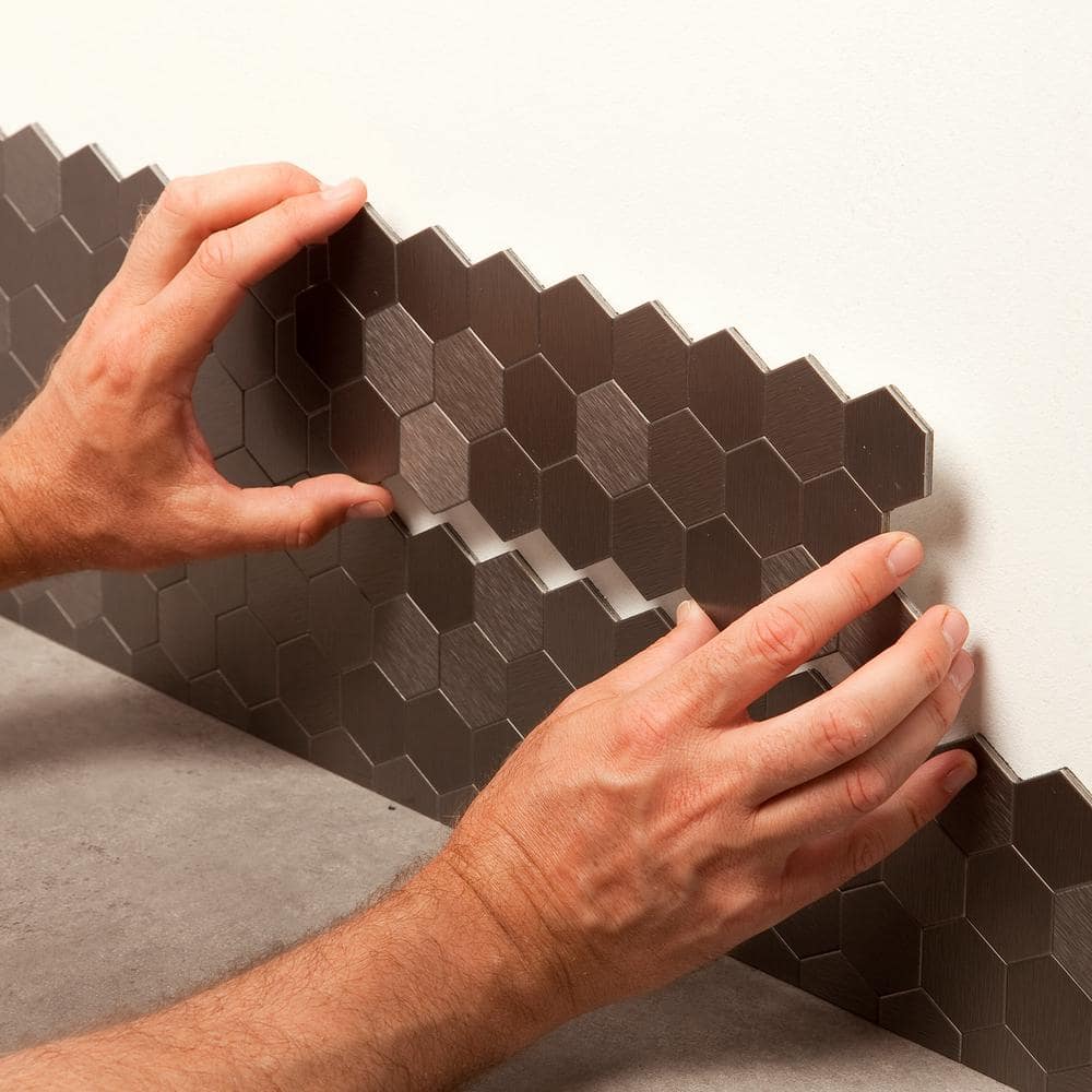 Honeycomb Stainless Steel Peel and Stick Backsplash Tiles