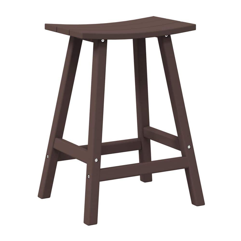 Franklin Dark Brown 24 in. Poly HDPE Fade Resistant Outdoor Patio Saddle Seat Counter Height Bar Stool price history on PriceWatchPro