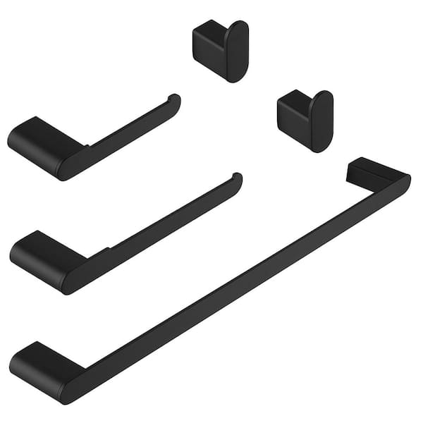 5-Piece Bathroom Hardware Set w/Towel Bar Set Stainless Steel 5-Piece Wall Mount Bathroom Accessories Set in Matte Black