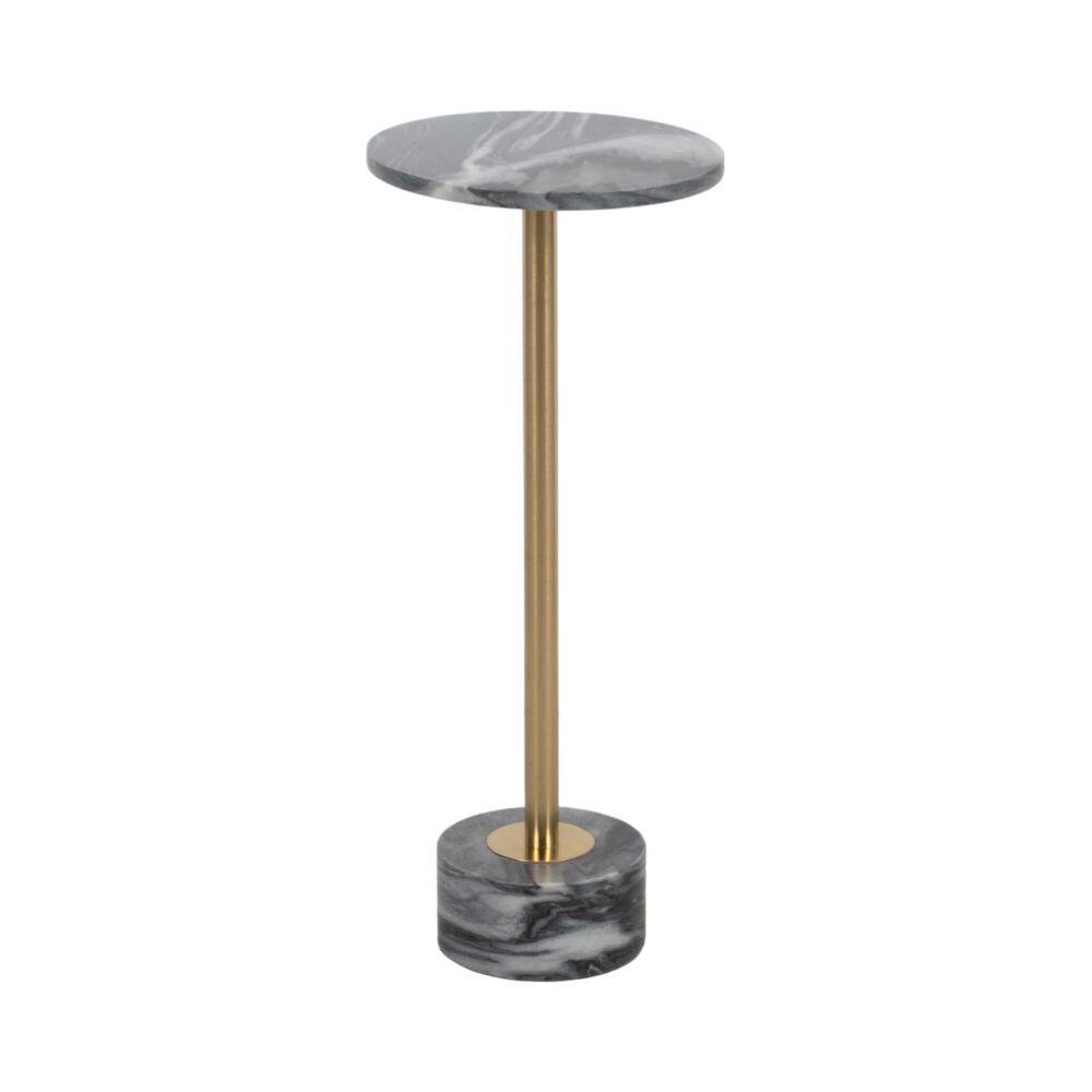 10 in. White/Gold Circle Marble Accent Table