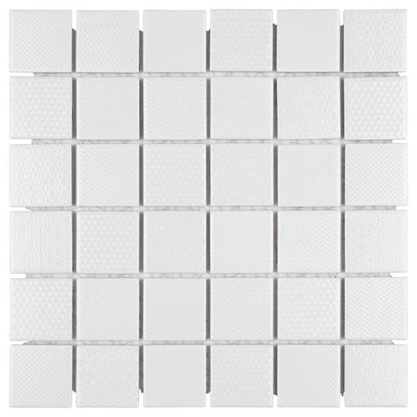 Merola Tile Celadon White 11-5/8 in. x 11-5/8 in. x 6 mm Porcelain Mosaic Tile (0.94 sq. ft./Each)