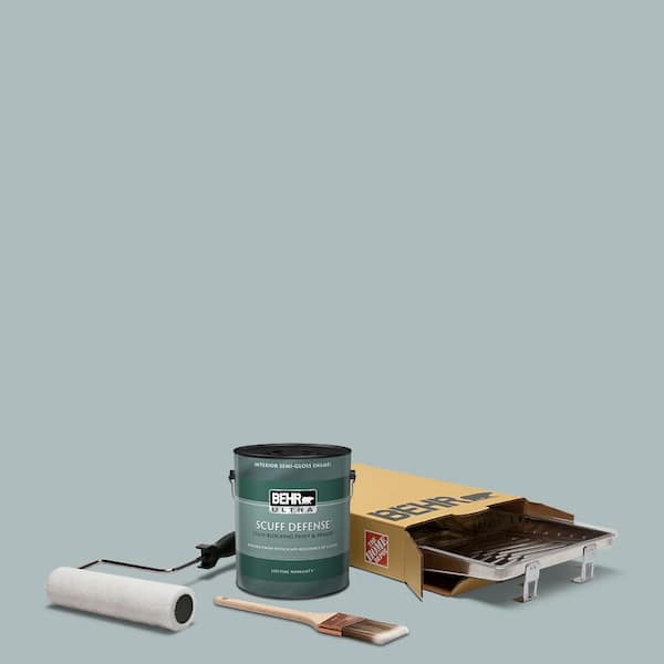BEHR 1 gal. #HDC-CT-26 Watery Extra Durable Semi-Gloss Enamel Interior Paint and 5-Piece Wooster Set All-in-One Project Kit