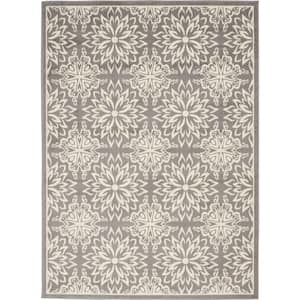 Gray 6 ft. x 9 ft. Floral Power Loom Area Rug