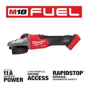 M18 FUEL 18V Lithium-Ion Brushless Cordless 5 in. Flathead Braking Grinder with Slide Switch Lock-On w/6.0 ah Battery