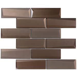Wister Bronza 4 in. x 0.48 in. Polished Glass Mosaic Wall Tile Sample