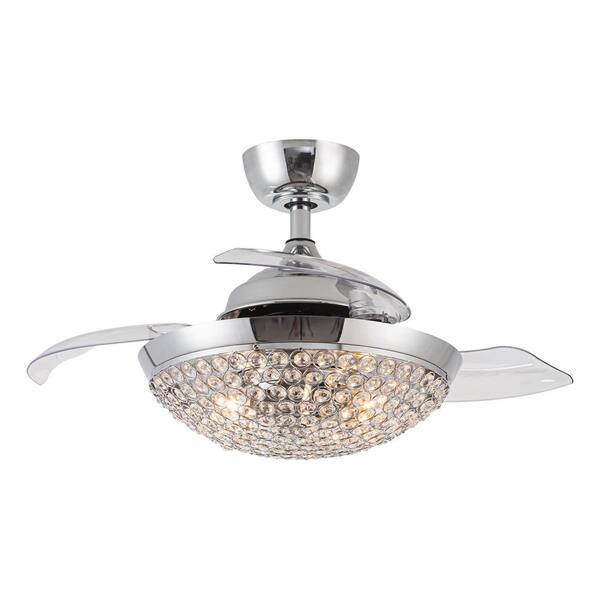 matrix decor 36 in. Indoor Chrome Crystal Ceiling Fan with Light and Remote Control