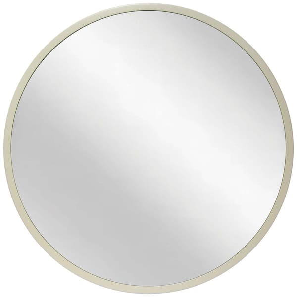 Infinity Instruments Calliope 20 in. W x 20 in. H Contemporary Round Wall Mirror - Matte Khaki Metal Frame