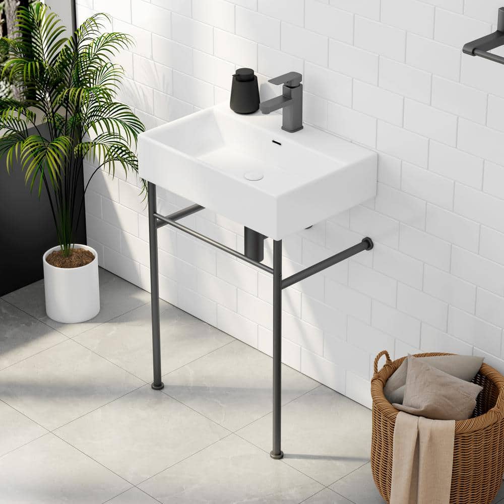Turner 24" Matte Black Ceramic Wall-Mount Console Sink