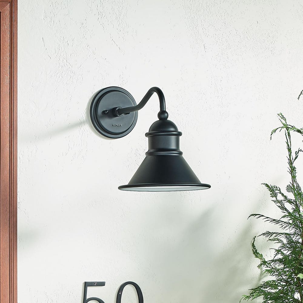 KICHLER Northland 1-Light Black Outdoor Hardwired Barn Sconce with