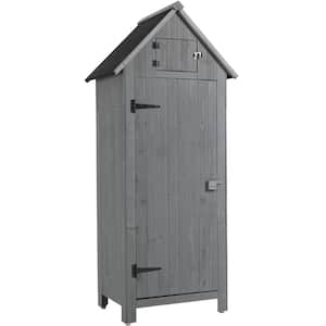 30.30 in. W x 21.30 in. D x 70.50 in. H Gray Wood Outdoor Storage Cabinet with Waterproof Roof
