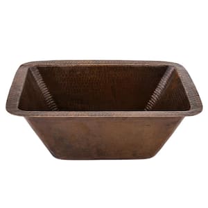 Bronze 16 Gauge Copper 17 in. Undermount Rectangle Bar Sink with 2 in. Drain Opening