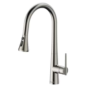 Single Handle 1.8 GPM Pull Down Sprayer Kitchen Faucet with Water Supply Lines in 3-Sprayer Modes in Brushed Nickel