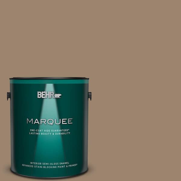 BEHR MARQUEE 1 gal. #MQ2-48 Sturdy Brown One-Coat Hide Semi-Gloss Enamel Interior Paint & Primer