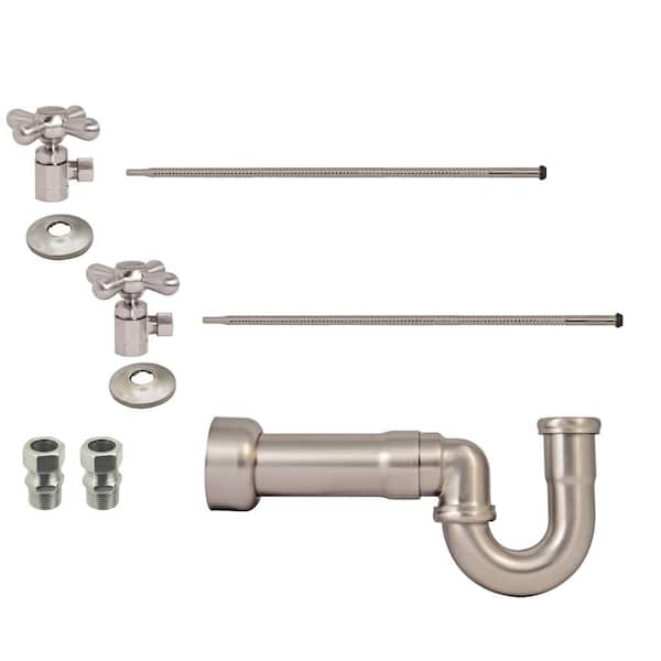Westbrass LA-Style Pedestal Lavatory Kit with Cross Handles, Satin Nickel