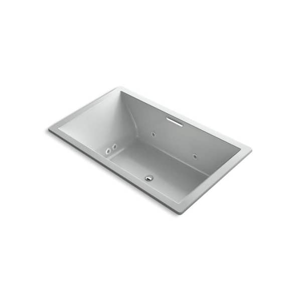 Underscore 72 in. x 42 in. Rectangular Whirlpool Bathtub with Reversible Drain in Ice Grey