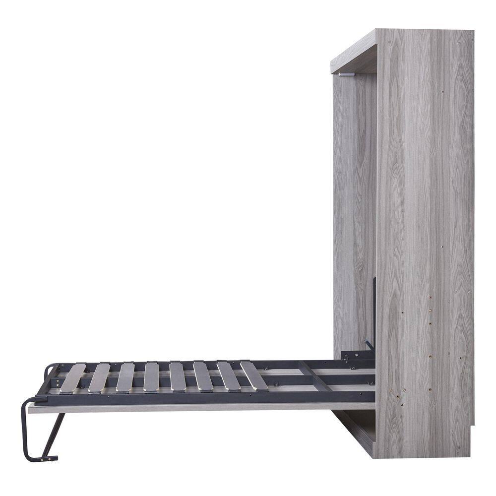 Xandrel Modern Gray Wood Frame Full Size Murphy Bed, Wall Bed Folded into a Cabinet - thumbnail 10
