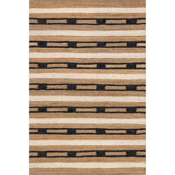 Raleigh Striped Jute Natural 10 ft. x 14 ft. Indoor/Outdoor Patio Rug