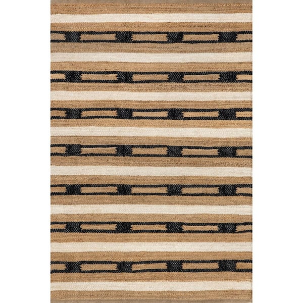 RUGS USA Emily Henderson Raleigh Striped Jute Natural 5 ft. x 8 ft. Indoor/Outdoor Patio Rug