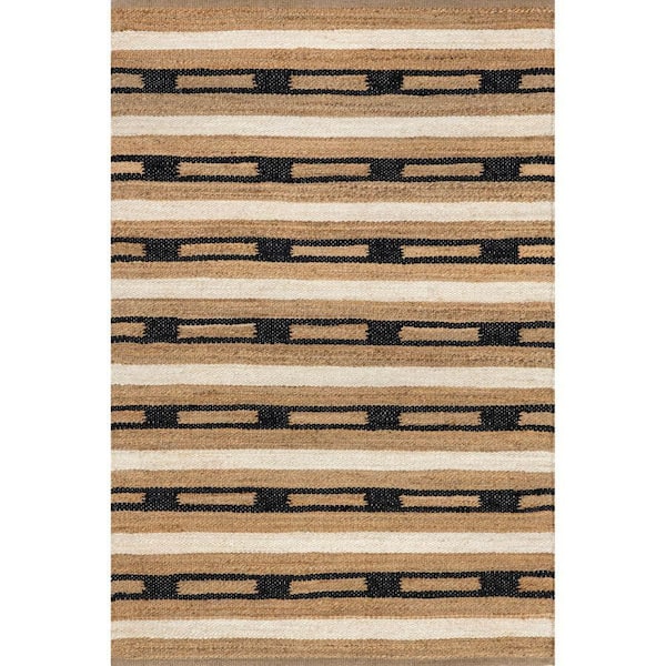 RUGS USA Raleigh Striped Jute Natural 8 ft. x 10 ft. Indoor/Outdoor Patio Rug