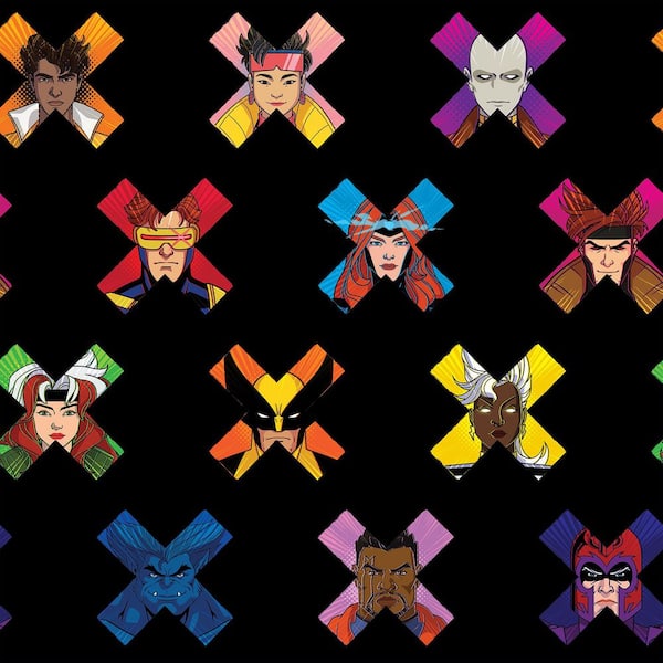 Marvel's X-MEN '97 Faces Black Peel and Stick Wallpaper