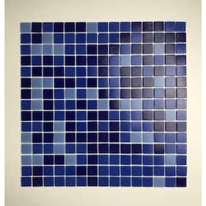 Swimming Pool Blue Square Mosaic 13 in. x 13 in. Glass Wall Pool and Floor Tile (23 sq. ft./Case)
