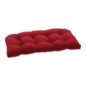 Solid Rectangular Outdoor Bench Cushion in Red