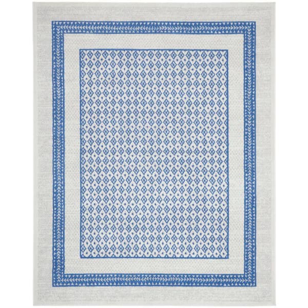 Nourison Whimsicle Ivory Blue 7 ft. x 10 ft. Geometric Contemporary Area Rug
