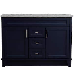 49 in. W x 22 in. D Double Bath Vanity in Blue with Granite Vanity Top in Gray with White Rectangle Basins