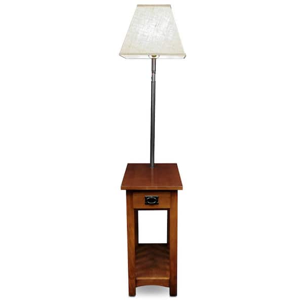 Side Lamp Rectangle Table, Small End Table With Built In Lamp