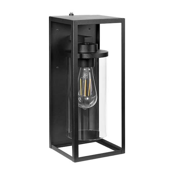 Maxxima Outdoor Wall Sconce Black Rectangular Fixture w/ Clear