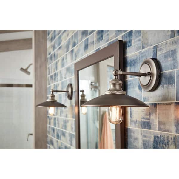 Archives Collection 1-Light Antique Nickel Wall Sconce with Metal Shade