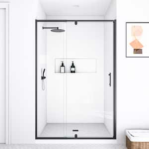 38 to 42 in. W x 71 in. H Pivot Frame Shower Door in Matte Black Finish with SGCC Certified Clear Glass