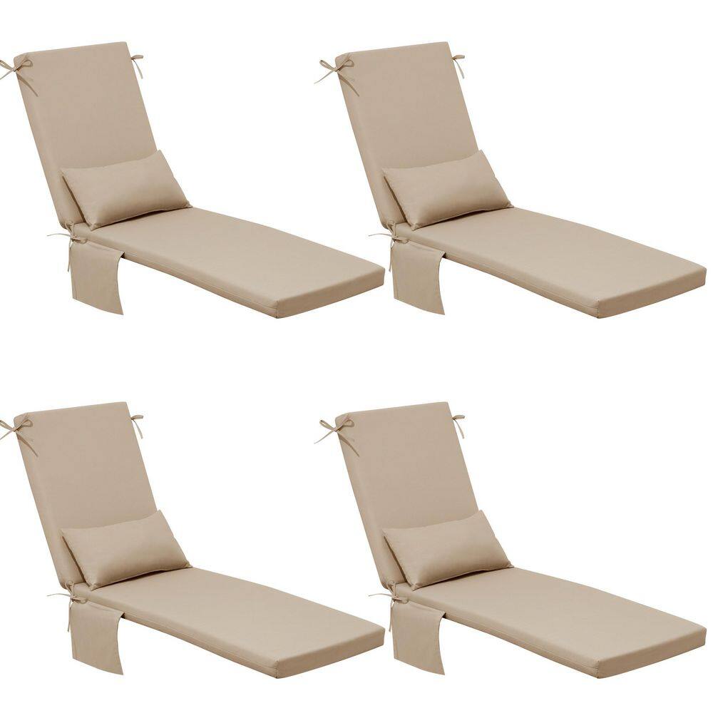 4 Pieces Outdoor Chaise Lounge Cushion in Beige 80 in. x 23 in. x 2.8 in. Thickened Patio Cushions with Pillows and Ties price history on PriceWatchPro