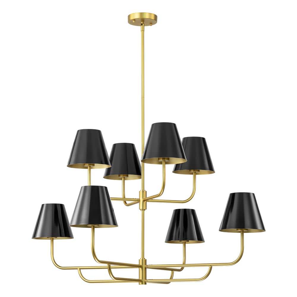 Amelia 8-Light Modern Black 2-Tiered Luxury Chandelier Oversized Cone Sputnik Chandelier price history on PriceWatchPro