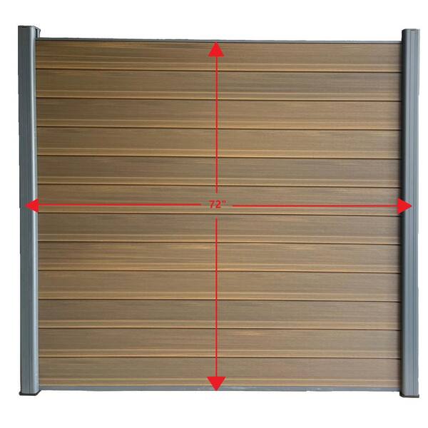 LH EP Complete Kit 6 ft. x 6 ft. Embossed Brown WPC Composite Fence Panel with Bottom Squared Holders and Post Kits (5-set)