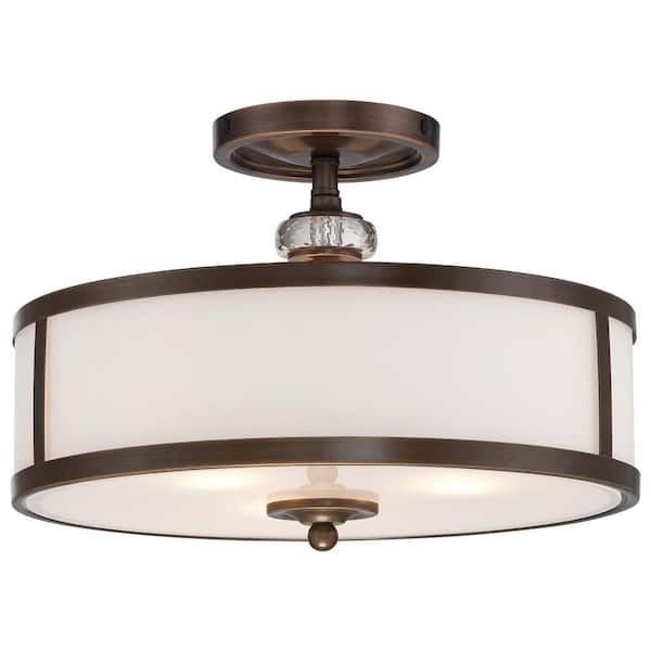 3-Light Dark Noble Bronze Semi-Flush Mount Light