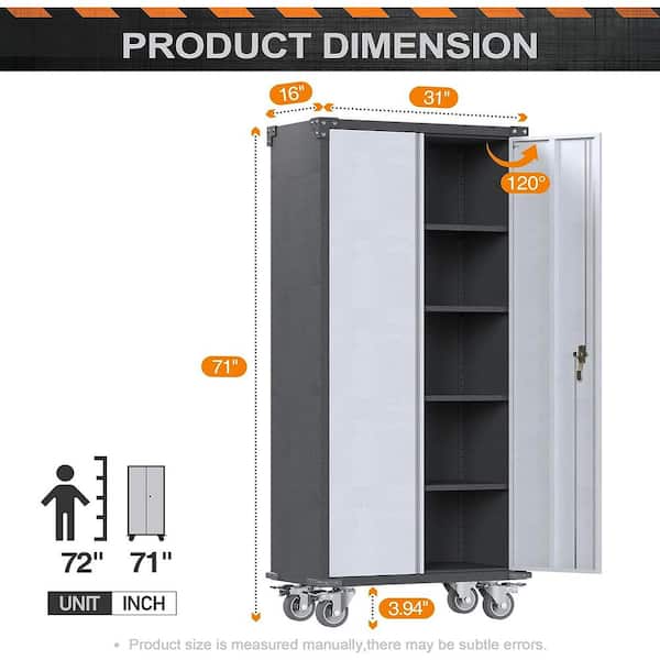 Kaikeeqli 36 in. W x 72 in. H x 18 in. D Metal Storage Cabinet with 2 Doors  Locking Freestanding Cabinet for Garage Office Kitchen SS003B - The Home  Depot