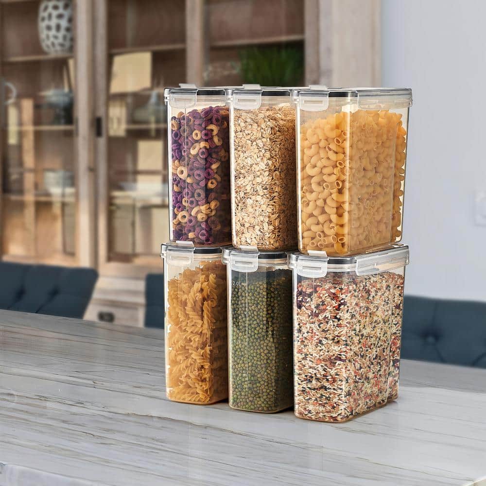 Airtight Food Storage Dispensers for Beans, Pasta, Cereals, and More-6 Pack