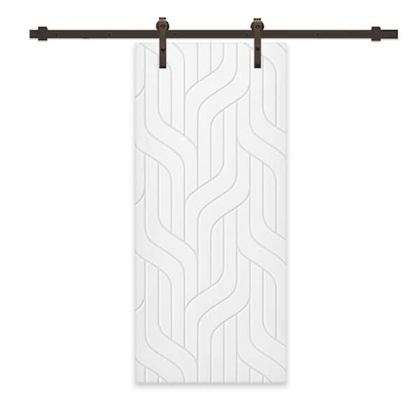 CALHOME 24 in. x 80 in. White Painted Composite MDF Paneled Interior Sliding Barn Door with Hardware Kit