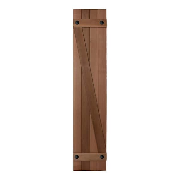 Design Craft MIllworks Grayson 12 in. x 39 in. Cedar Z Pattern Board and Batten Shutters Pair in Natural