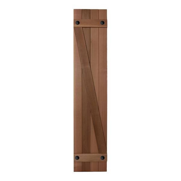 Design Craft MIllworks Grayson 12 in. x 67 in. Cedar Z Pattern Board and Batten Shutters Pair in Natural