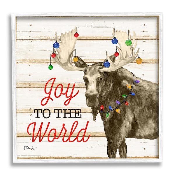 Stupell Industries Moose with Festive Lights by Paul Brent 1-Piece Framed Graphic Print Animal Poster Art Print 17 in. x 17 in.