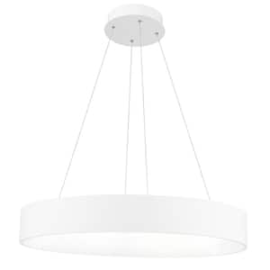 Arenal LED Drum Shade Pendant With White Finish